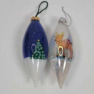 Christmas House Hand-Painted Glass Christmas Ornaments In Velvet Gift Boxes